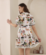 Iris Maxi Palm Print B/U Mini Dress