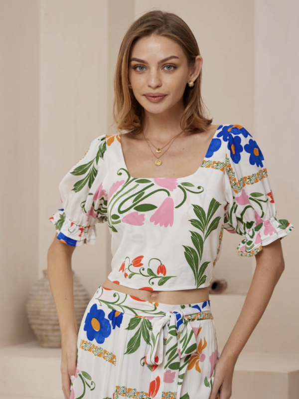 Iris Maxi Amaris Puff Slv Crop Top