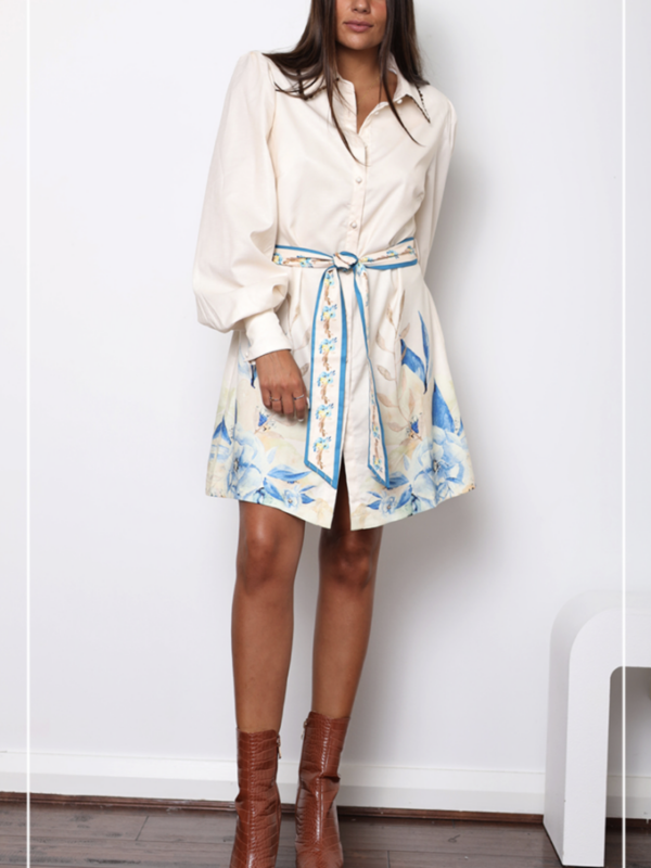 White Sandstorm Arielle Ls Mini Dress