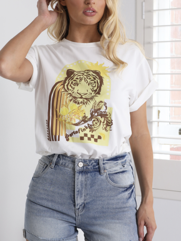 White Sandstorm Sunset Tiger Tee