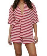 By Frankie Alison Knit Red Ss Shirt