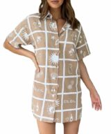 By Frankie Soleil Tan Shirtdress