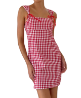 By Frankie Gingham Ribbon Mini Dress