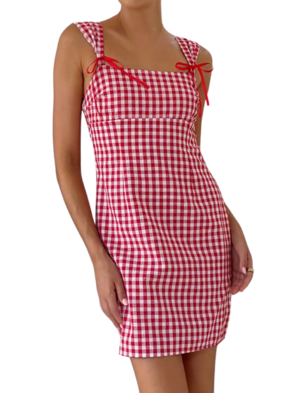 By Frankie Gingham Ribbon Mini Dress