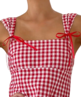 By Frankie Gingham Ribbon Mini Dress