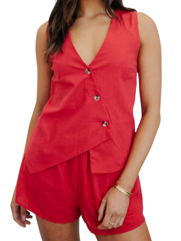 By Frankie Emelia Red Asym Vest