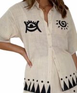 By Frankie Tribal Beige Ss Top