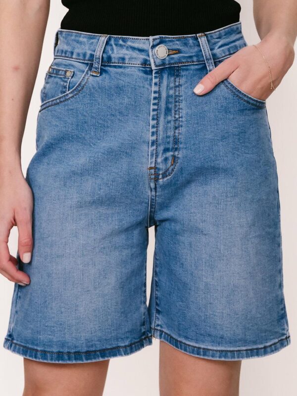 Country Denim Henley Long Denim Shorts