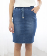 Country Denim Cd Drawstring Knee Skirt