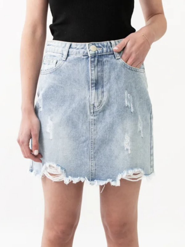 Country Denim Cd Ripped Mini Skirt
