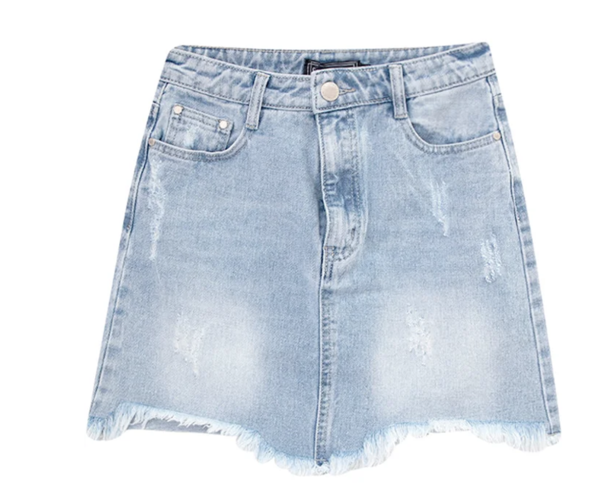 Country Denim Cd Ripped Mini Skirt