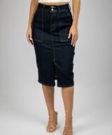 Country Denim Cd Front Split Midi Skirt