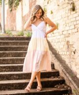 Silver Wishes Elsa Colour Block Midi