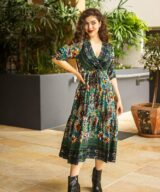 Silver Wishes Ray Peacock Midi Dress