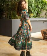Silver Wishes Ray Peacock Midi Dress