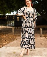 Fria Silver Wishes Margo Ruched Mid Dress