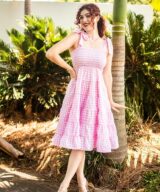 Silver Wishes Mae Check Tie Up Midi