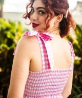 Silver Wishes Mae Check Tie Up Midi