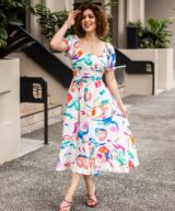 Fria Silver Wishes Betsy Flower Midi Dress