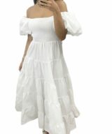 Pink Diamond Melina Tier Midi Dress