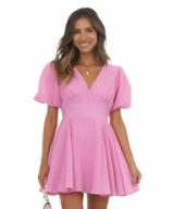 Pink Diamond Briar Puff Sleeve Mini