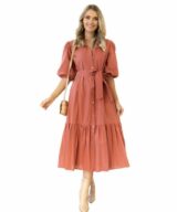 Pink Diamond Carmen Puff Slv Tier Midi