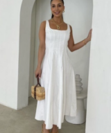 Pink Diamond Leanna Midi Pleat Dress