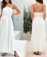 Pink Diamond Leila Neck Tie Up Maxi Dr