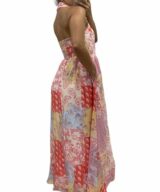 Pink Diamond Patchwork Halter Maxi Drs