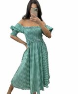 Pink Diamond Hailey Check Midi Dress