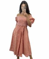 Pink Diamond Hailey Check Midi Dress