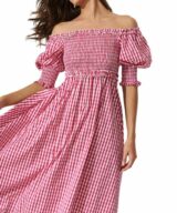 Pink Diamond Hailey Check Midi Dress