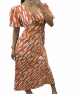 Pink Diamond Sasha Twist Puff Slv Maxi