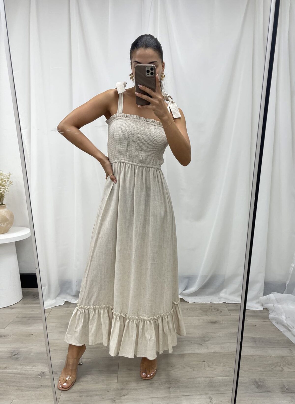 Pink Diamond Addisyn Tie Up Midi Dress