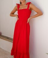 Pink Diamond Addisyn Tie Up Midi Dress