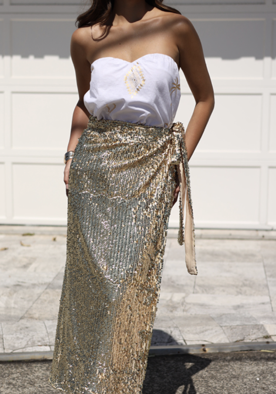 Mia Milani Lia Wrap Sequin Maxi Skir