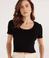 Minkpink Laura Scallop Knit Tee