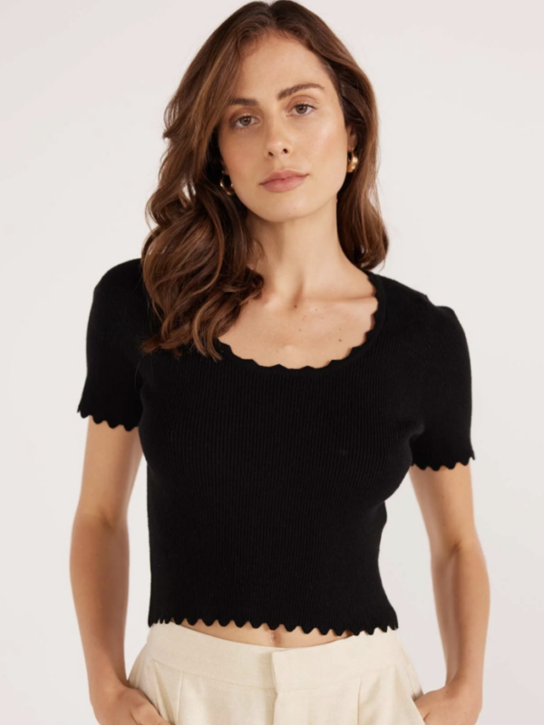 Minkpink Laura Scallop Knit Tee
