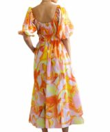 Passion Fusion Chaya Print Puff Slv Midi