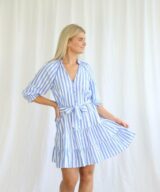 Shareen Lila 3/4 Slv Stipe Mini
