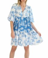 Shareen Fiji Puff Slv Smock Dress
