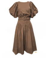 White Sandstorm Selene Puff Slv Midi
