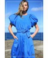 White Sandstorm Selene Puff Slv Midi
