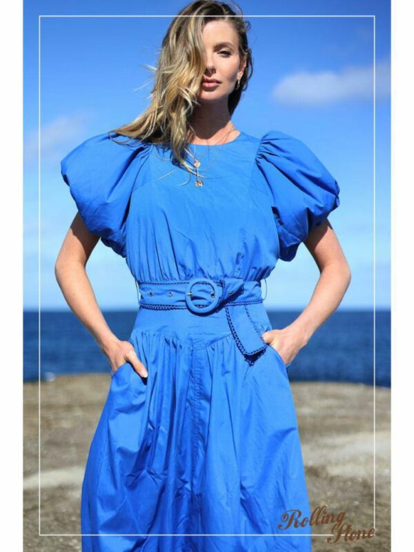 White Sandstorm Selene Puff Slv Midi
