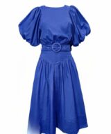 White Sandstorm Selene Puff Slv Midi