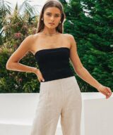 White Closet Mina Knit Strapless Top