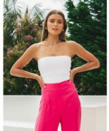 White Closet Mina Knit Strapless Top