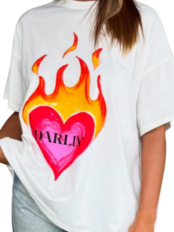 By Frankie Darlin Heart Wht Tee