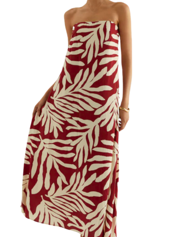 By Frankie Itzel Red Leaf Maxi Dress