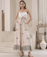 Iris Maxi Palm Tree Emb Pant